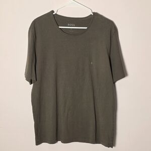 BOSS Hugo Boss Olive Green Minimal Logo Tee XL Cotton Crewneck Shirt